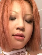 SARA Asian doll teases her boobs with shower over fishnet blouse