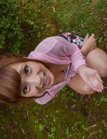 Anna Anjo Asian in cute outfit is happy to suck boner in nature