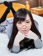 Chiemi Yada with long socks and specs licks boner and gets cum