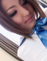 Reiko Asian in uniform gets finger, vibrator and penis in vagina